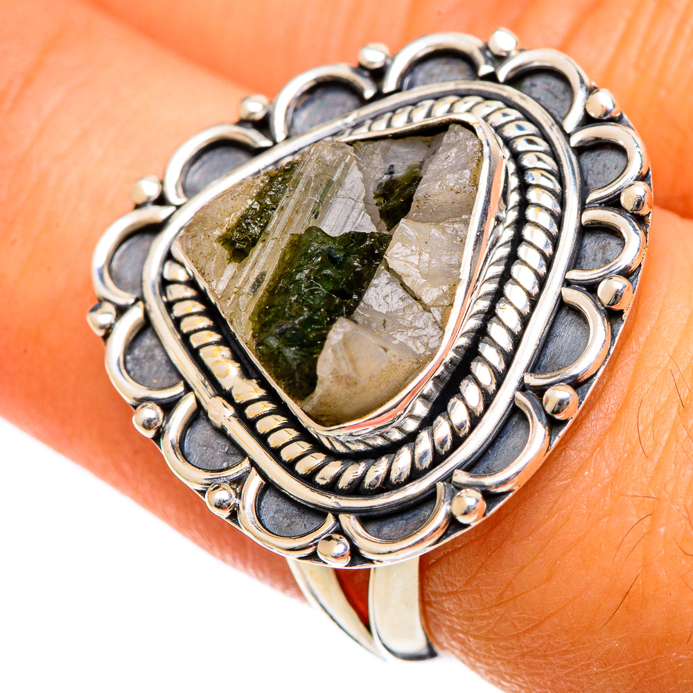Green Tourmaline In Quartz Rings handcrafted by Anasilvercos - RING106680
