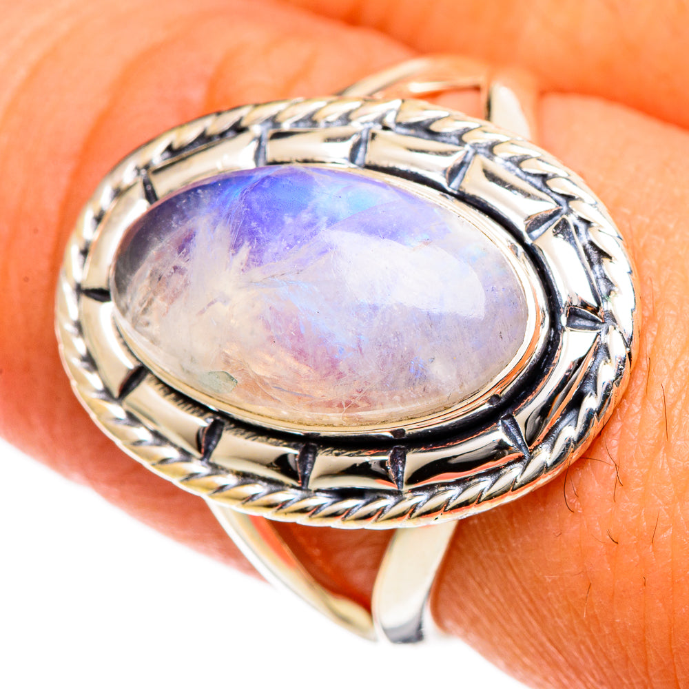Rainbow Moonstone Rings handcrafted by Anasilvercos - RING106695