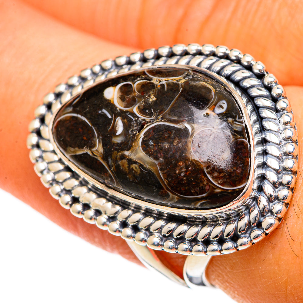 Turritella Agate Rings handcrafted by Anasilvercos - RING106713