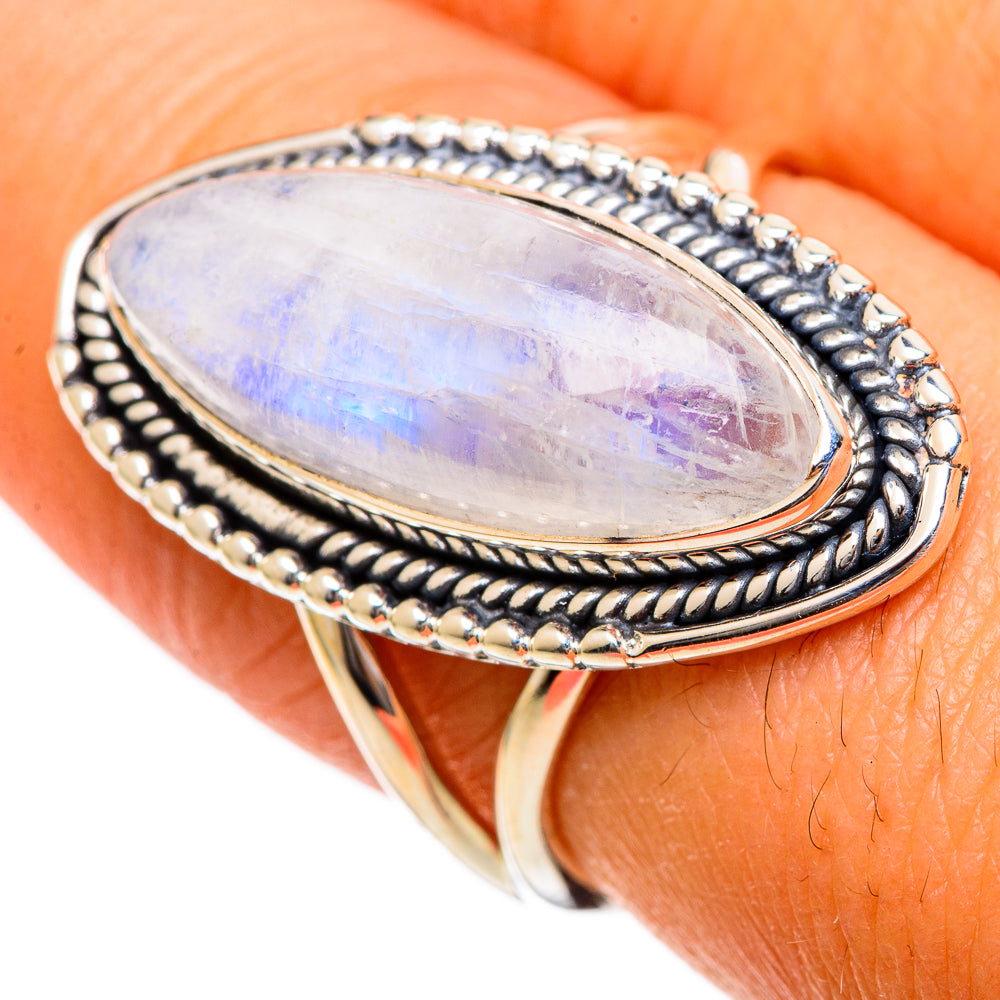 Rainbow Moonstone Rings handcrafted by Anasilvercos - RING106725