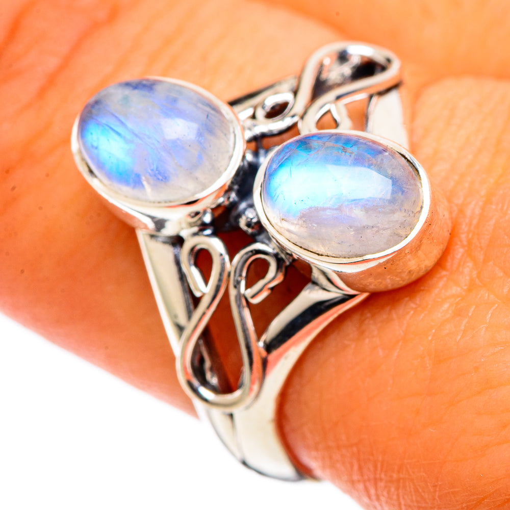 Rainbow Moonstone Rings handcrafted by Anasilvercos - RING106726