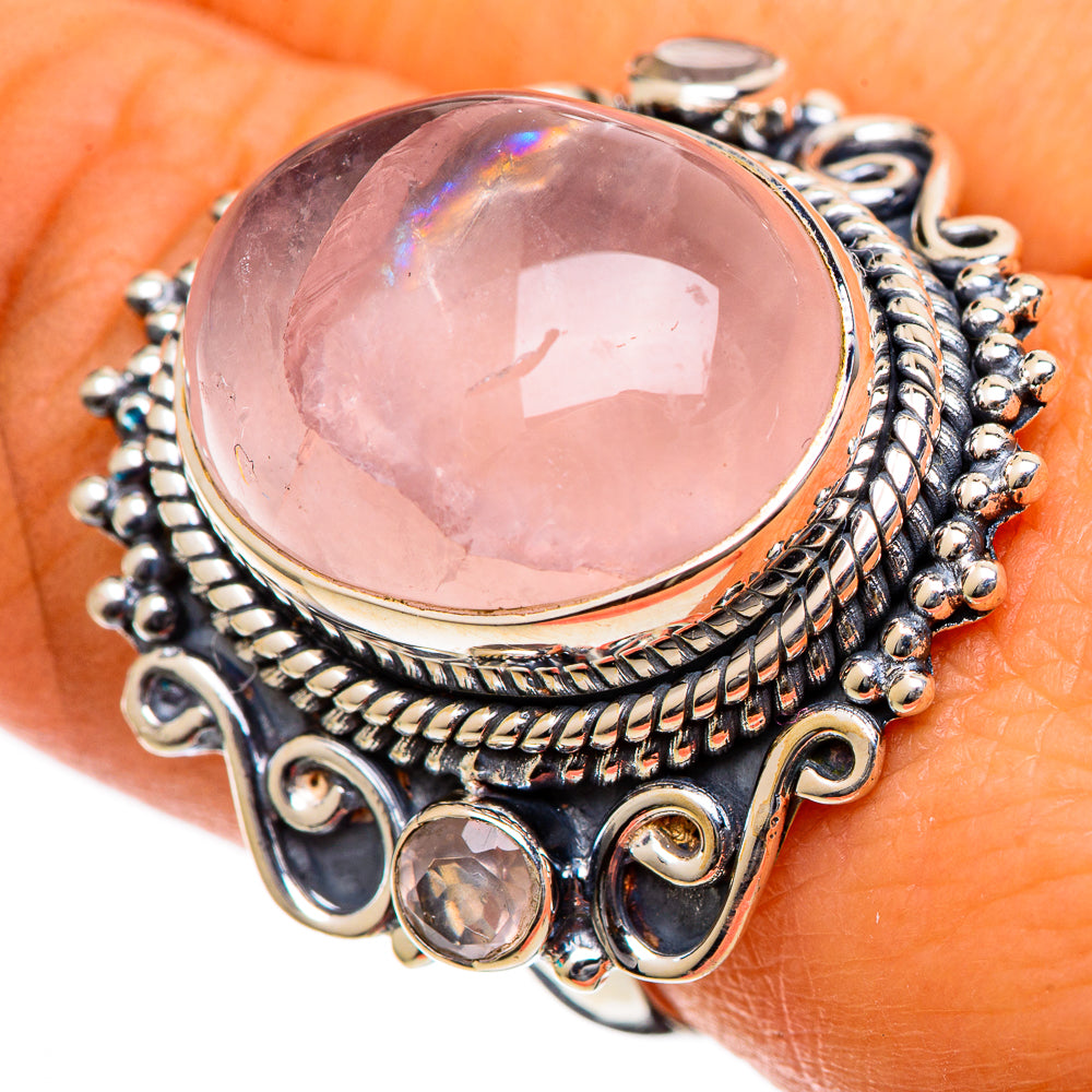 Rose Quartz Rings handcrafted by Anasilvercos - RING106759