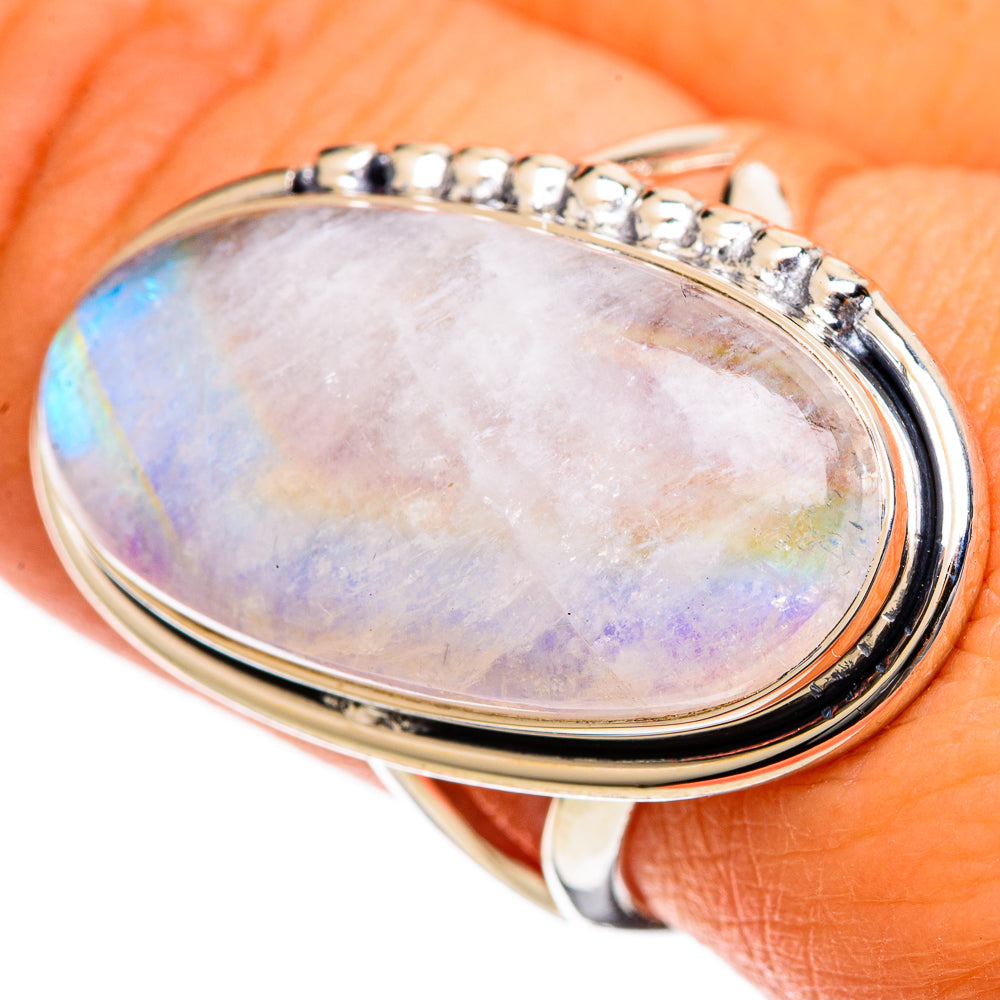 Rainbow Moonstone Rings handcrafted by Anasilvercos - RING106770