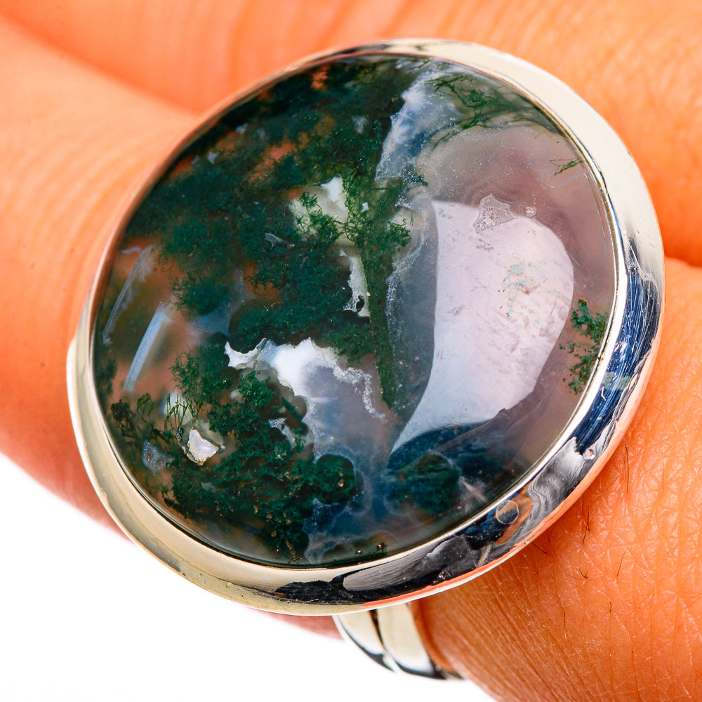Green Moss Agate Rings handcrafted by Anasilvercos - RING106787