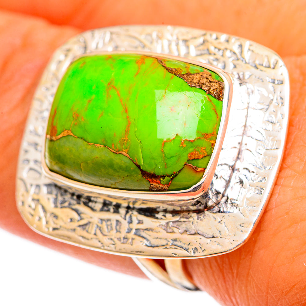 Green Copper Composite Turquoise Rings handcrafted by Anasilvercos - RING106791
