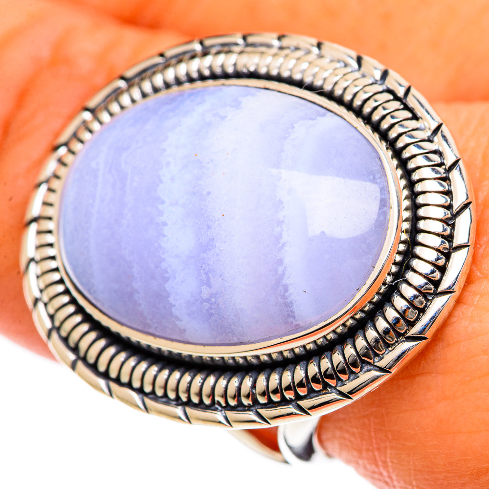 Blue Lace Agate Rings handcrafted by Anasilvercos - RING106818