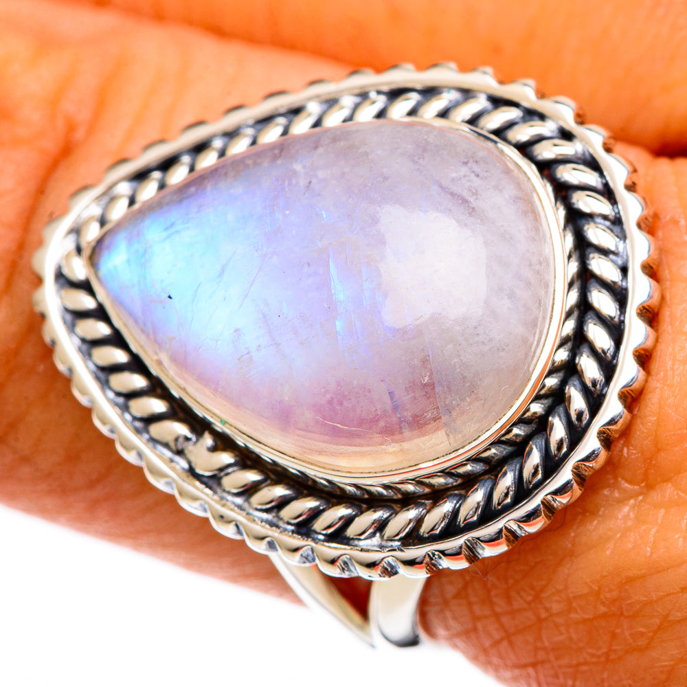 Rainbow Moonstone Rings handcrafted by Anasilvercos - RING106861