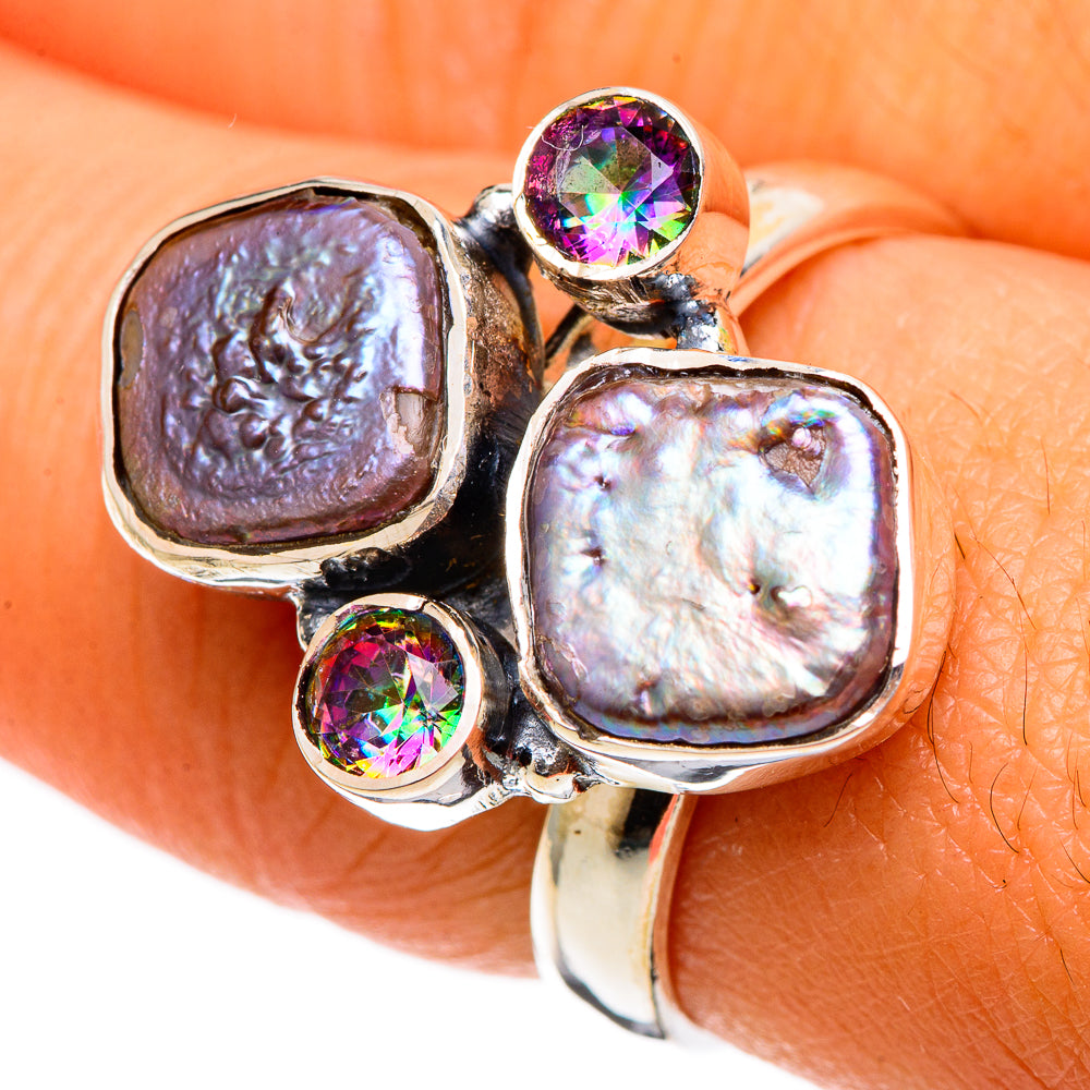 Titanium Mother Of Pearl Rings handcrafted by Anasilvercos - RING106895