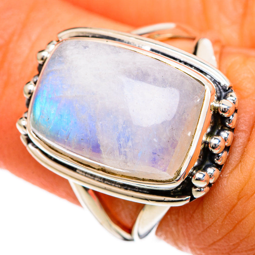 Rainbow Moonstone Rings handcrafted by Anasilvercos - RING106902