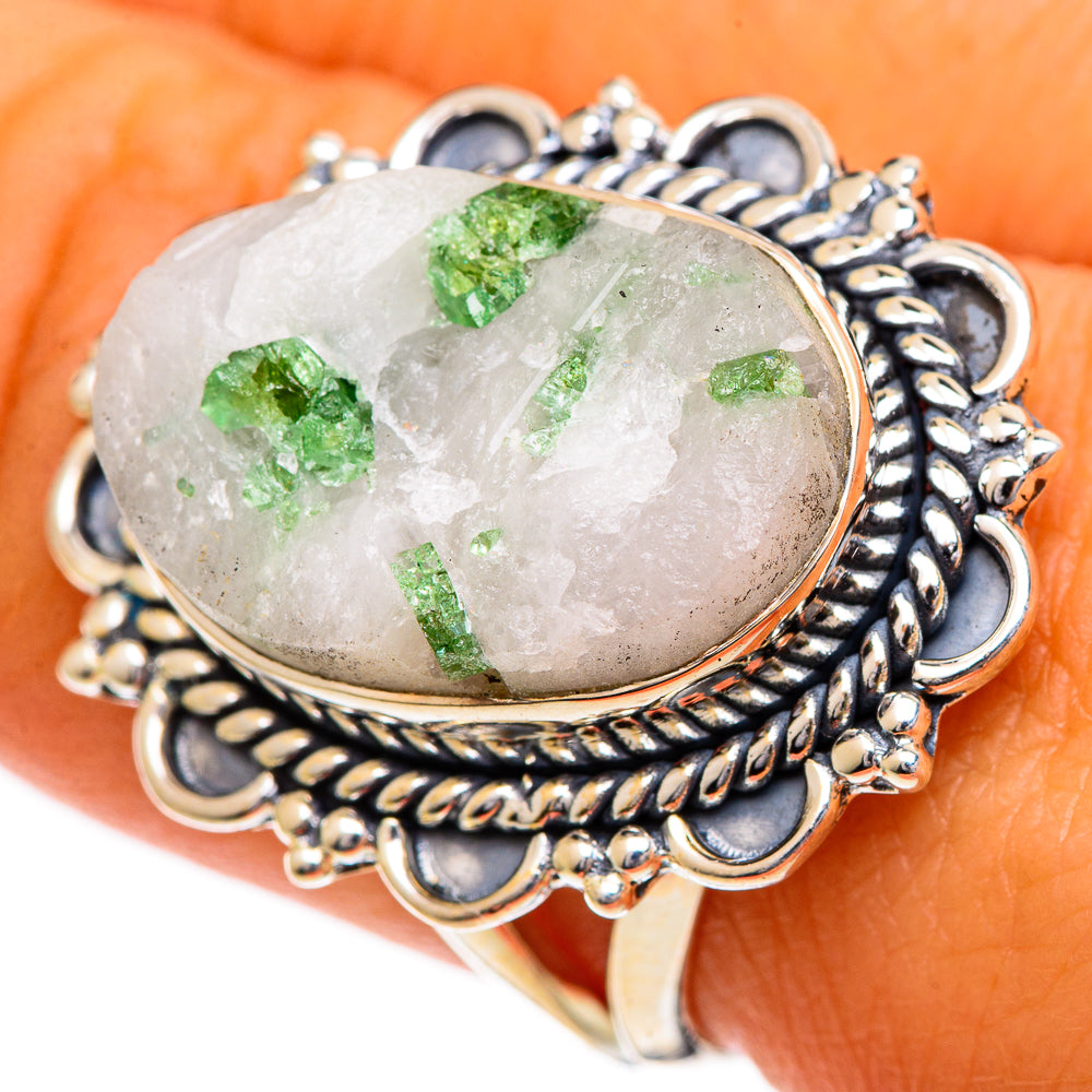 Green Tourmaline In Quartz Rings handcrafted by Anasilvercos - RING106919
