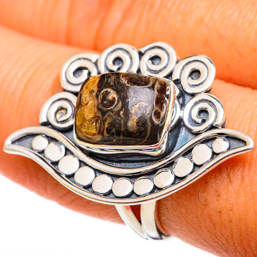 Turritella Agate Rings handcrafted by Anasilvercos - RING106925