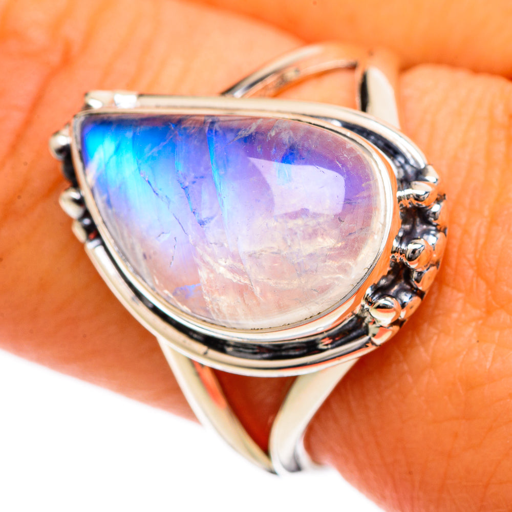 Rainbow Moonstone Rings handcrafted by Anasilvercos - RING106942