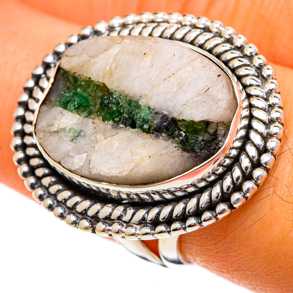 Green Tourmaline In Quartz Rings handcrafted by Anasilvercos - RING106955