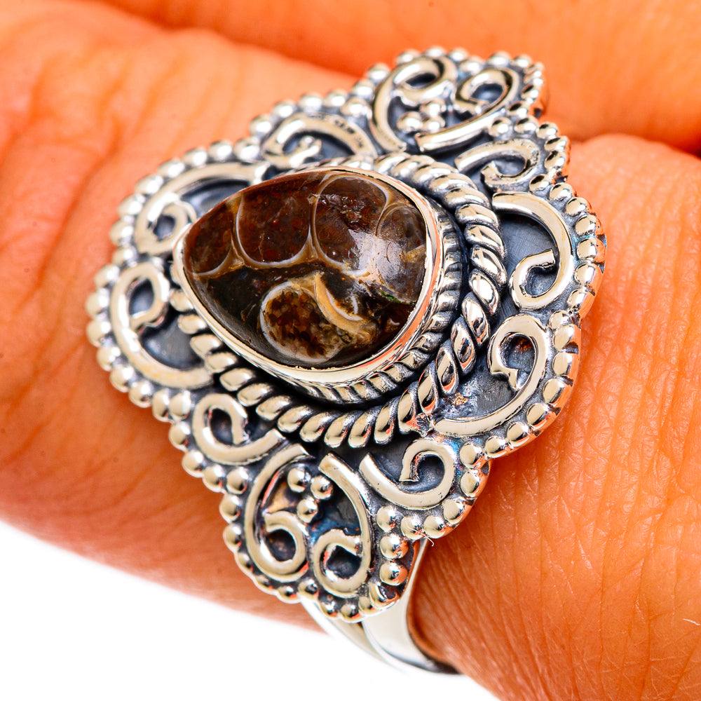 Turritella Agate Rings handcrafted by Anasilvercos - RING106966
