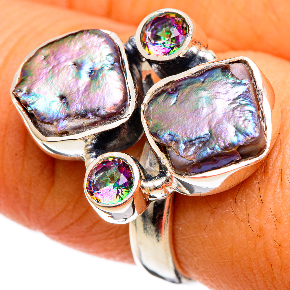 Titanium Mother Of Pearl Rings handcrafted by Anasilvercos - RING106973