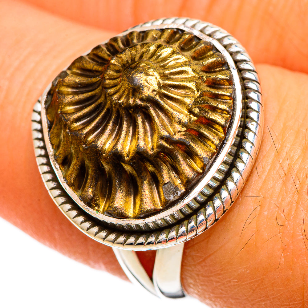 Pyrite Fossil Rings handcrafted by Anasilvercos - RING106975