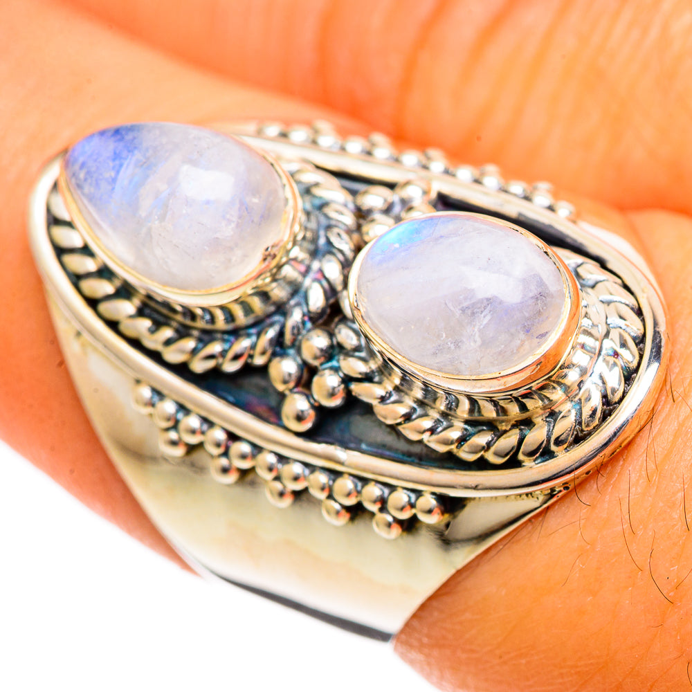 Rainbow Moonstone Rings handcrafted by Anasilvercos - RING106978