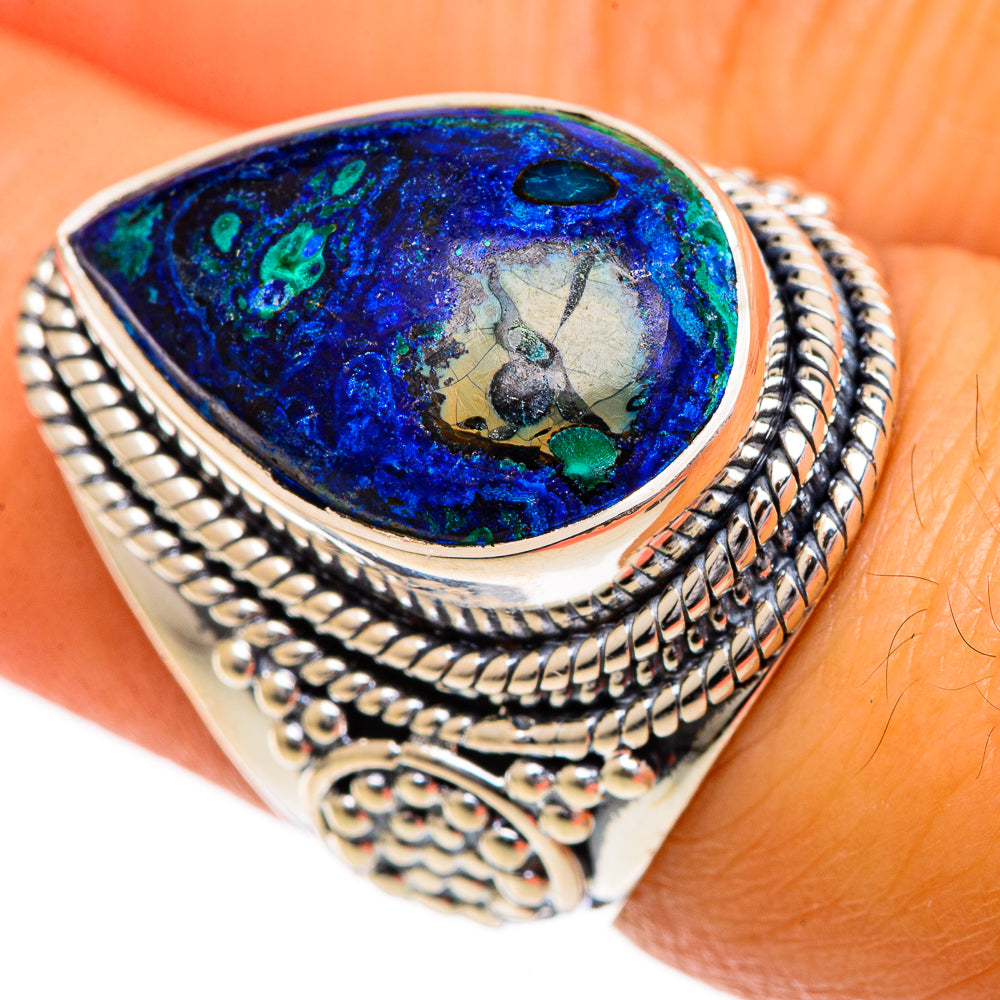 Azurite Malachite Rings handcrafted by Anasilvercos - RING107024