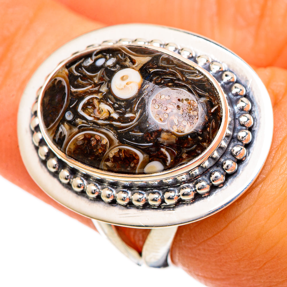 Turritella Agate Rings handcrafted by Anasilvercos - RING107038