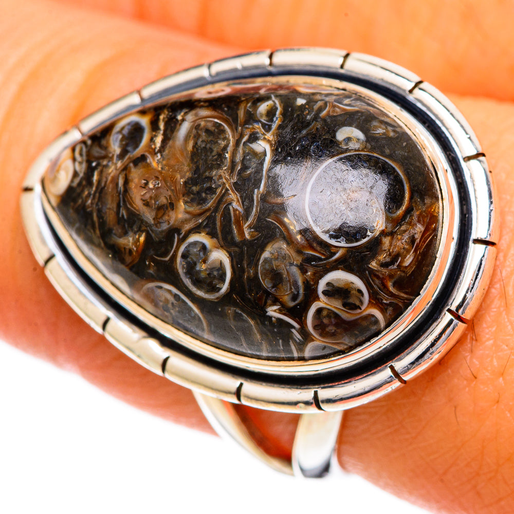 Turritella Agate Rings handcrafted by Anasilvercos - RING107039