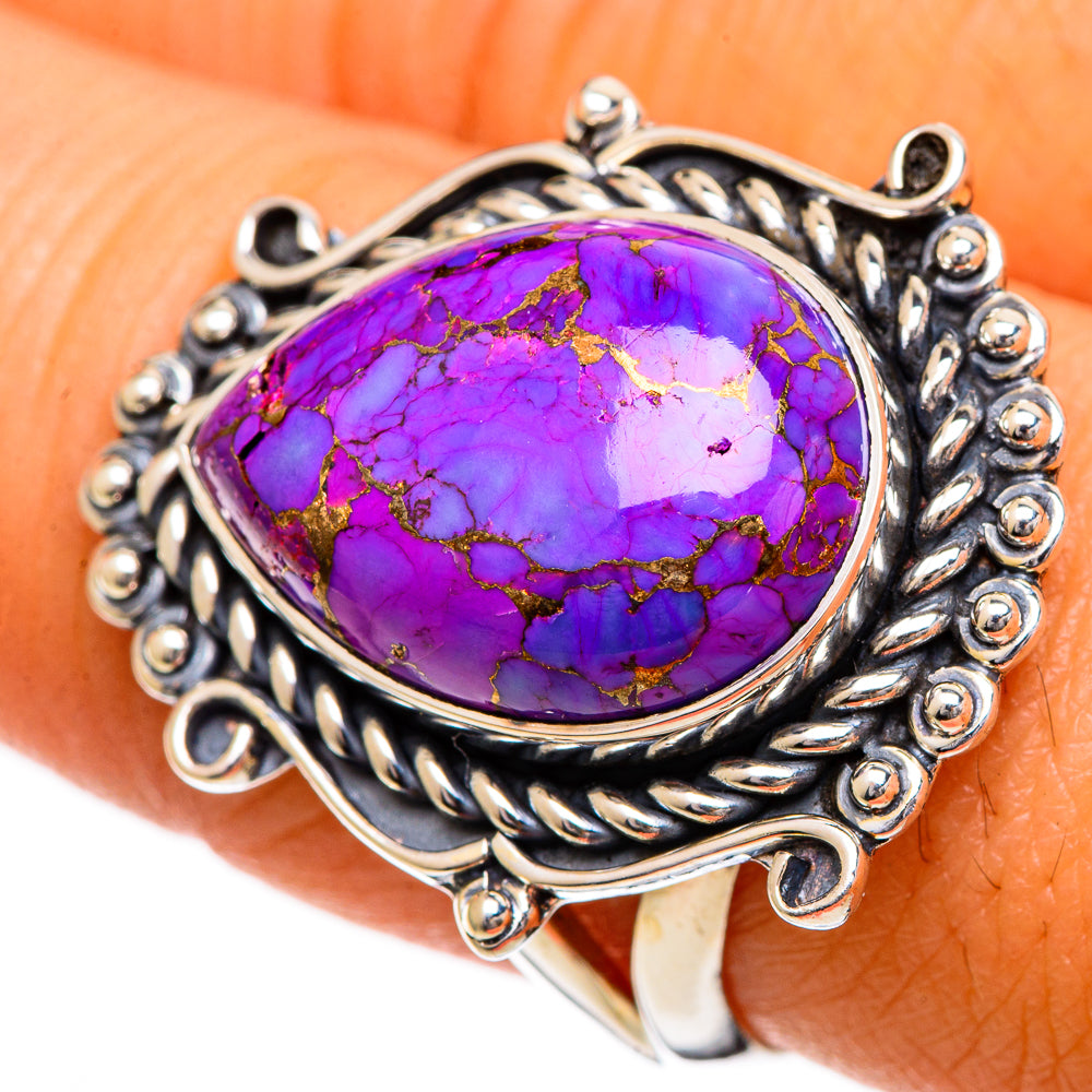 Purple Copper Composite Turquoise Rings handcrafted by Anasilvercos - RING107041