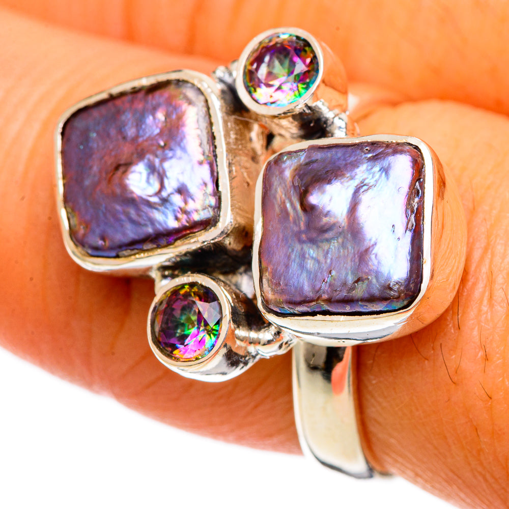 Titanium Mother Of Pearl Rings handcrafted by Anasilvercos - RING107045