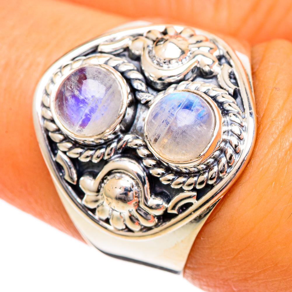 Rainbow Moonstone Rings handcrafted by Anasilvercos - RING107049