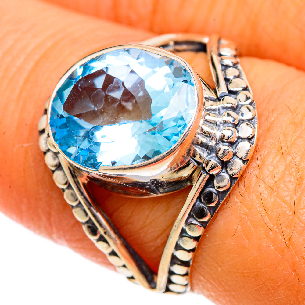 Blue Topaz Rings handcrafted by Anasilvercos - RING107056