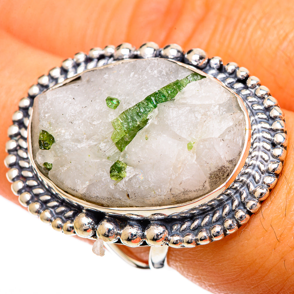 Green Tourmaline in Quartz Rings handcrafted by Anasilvercos - RING107075