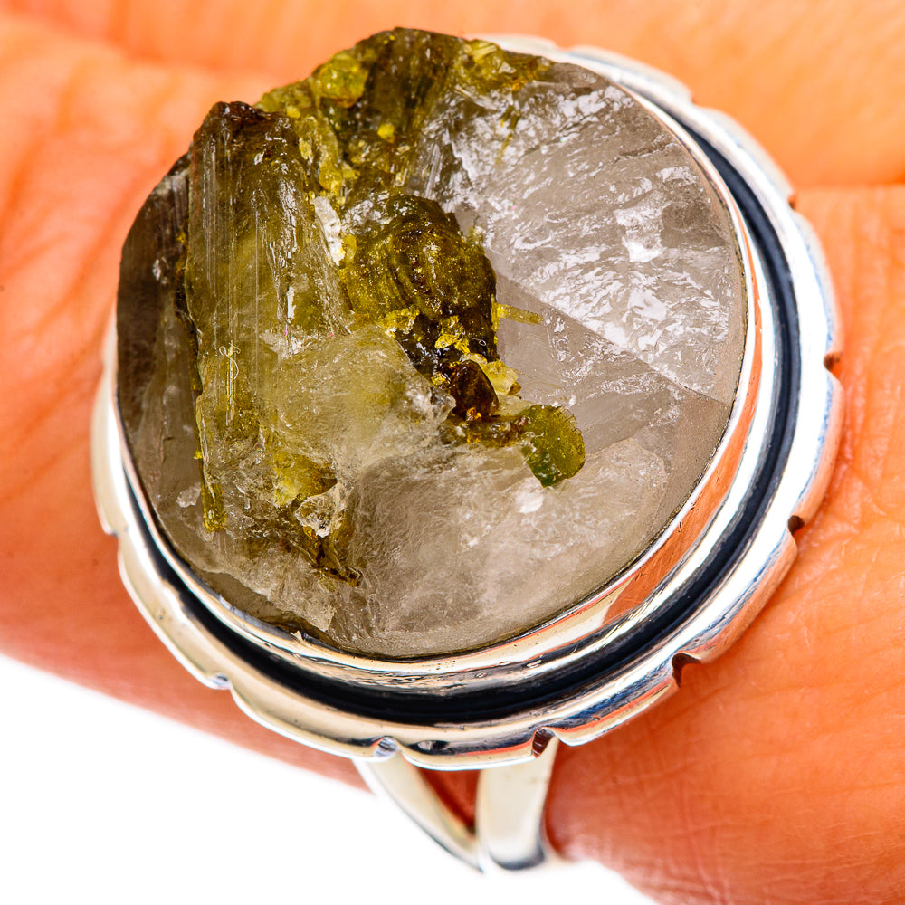 Green Tourmaline in Quartz Rings handcrafted by Anasilvercos - RING107079