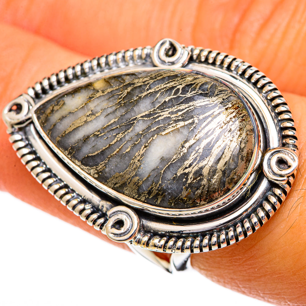 Pyrite Agate Rings handcrafted by Anasilvercos - RING107098