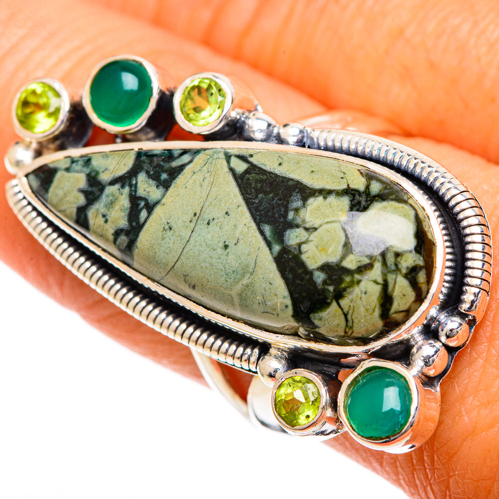 Brecciated Green Jasper Rings handcrafted by Anasilvercos - RING107116