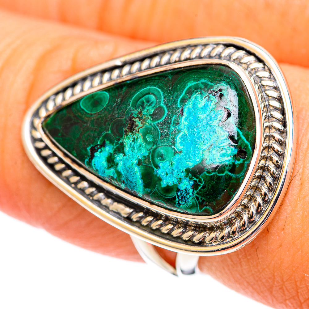 Malachite In Chrysocolla Rings handcrafted by Anasilvercos - RING107137