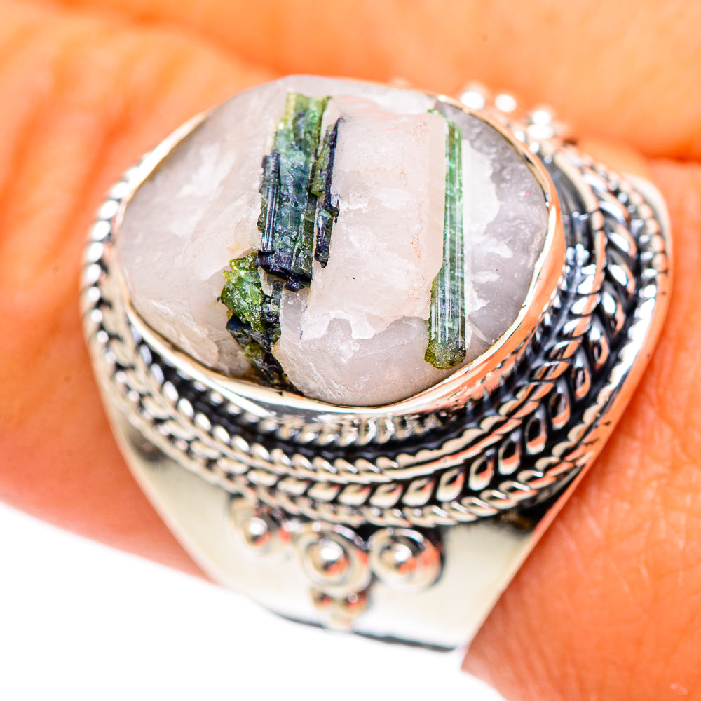Green Tourmaline in Quartz Rings handcrafted by Anasilvercos - RING107138