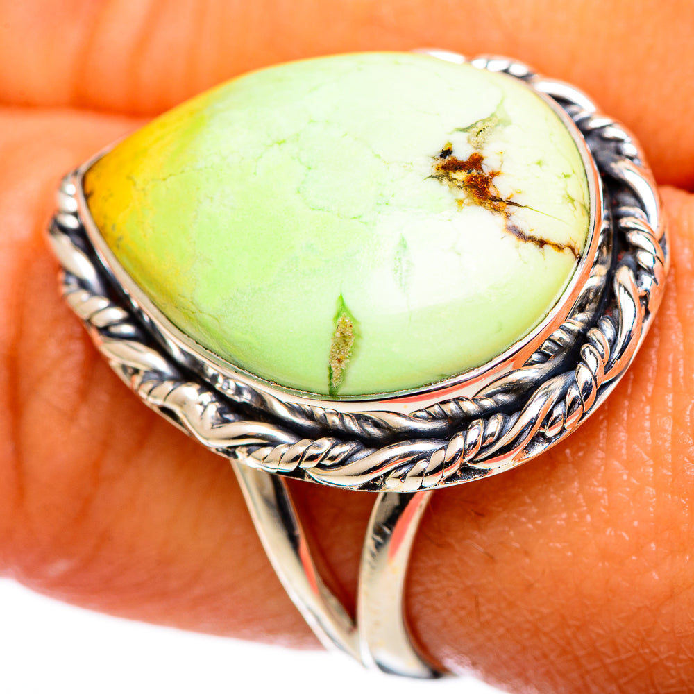 Lemon Chrysoprase Rings handcrafted by Anasilvercos - RING107142