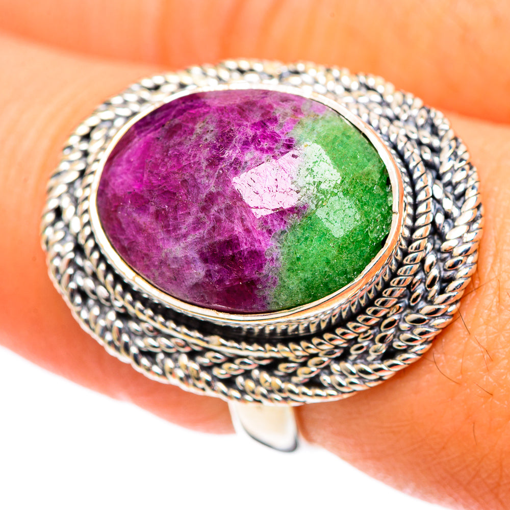 Ruby Zoisite Rings handcrafted by Anasilvercos - RING107150