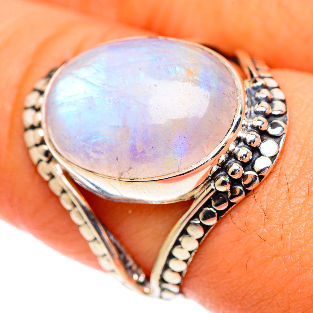 Rainbow Moonstone Rings handcrafted by Anasilvercos - RING107157