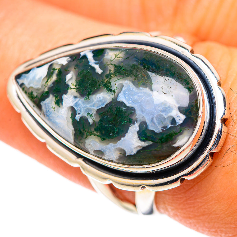 Green Moss Agate Rings handcrafted by Anasilvercos - RING107176