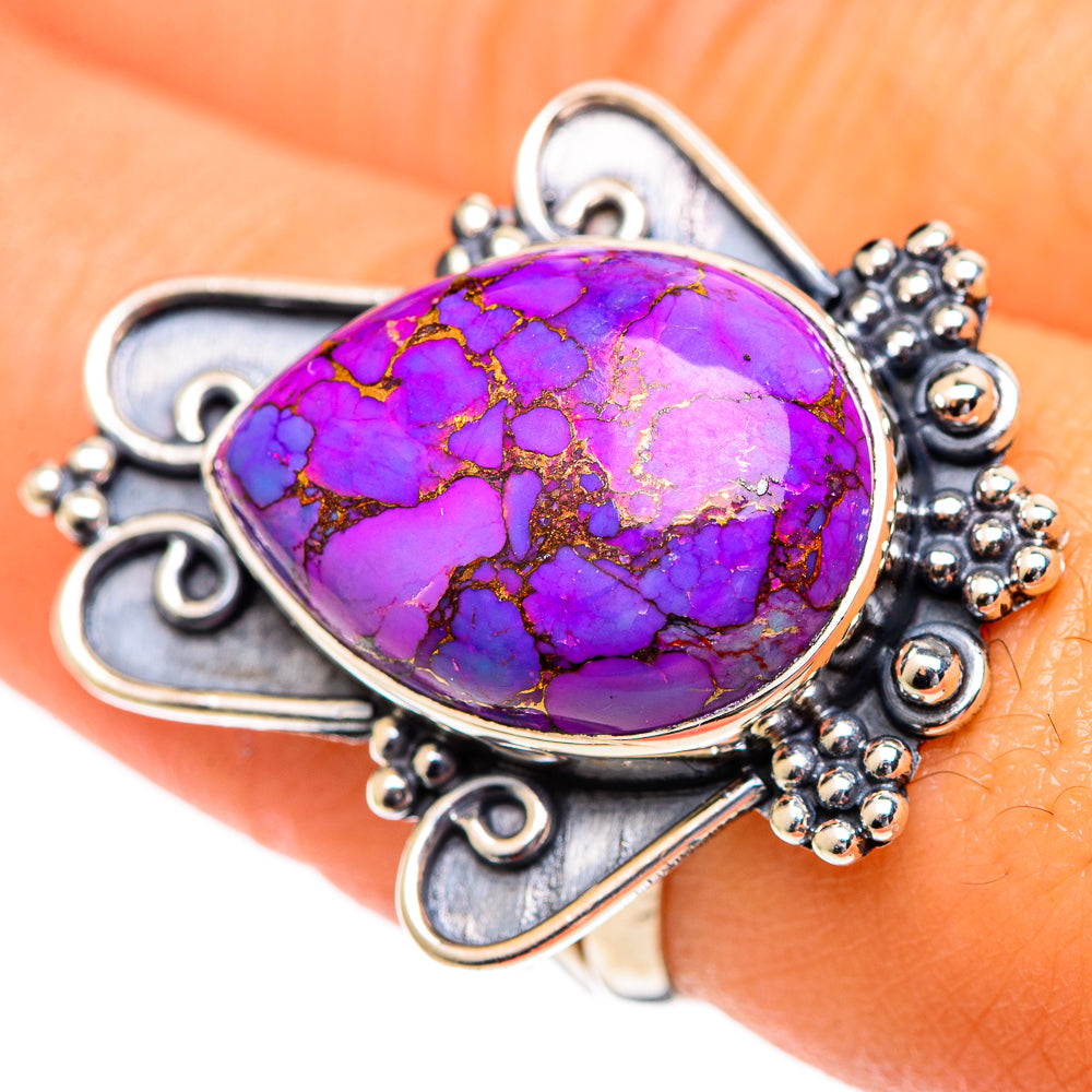 Purple Copper Composite Turquoise Rings handcrafted by Anasilvercos - RING107186