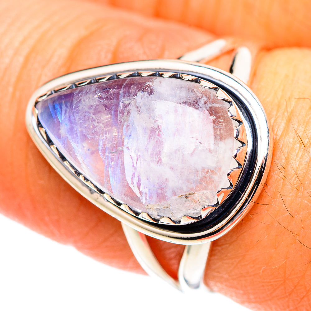 Rainbow Moonstone Rings handcrafted by Anasilvercos - RING107192