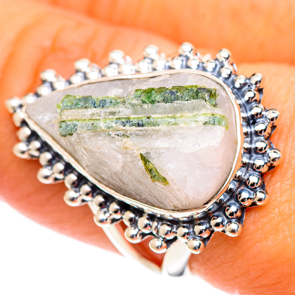 Green Tourmaline in Quartz Rings handcrafted by Anasilvercos - RING107206