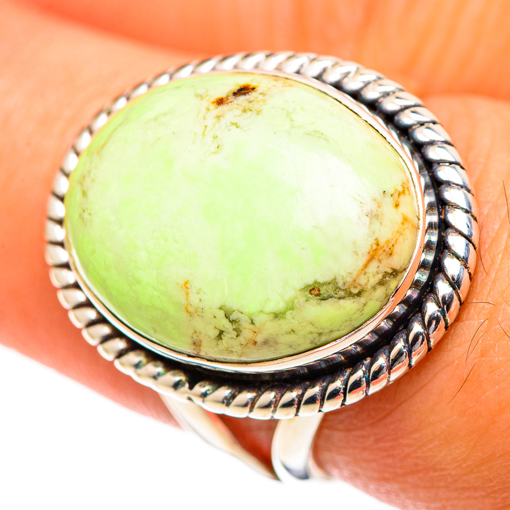 Lemon Chrysoprase Rings handcrafted by Anasilvercos - RING107243