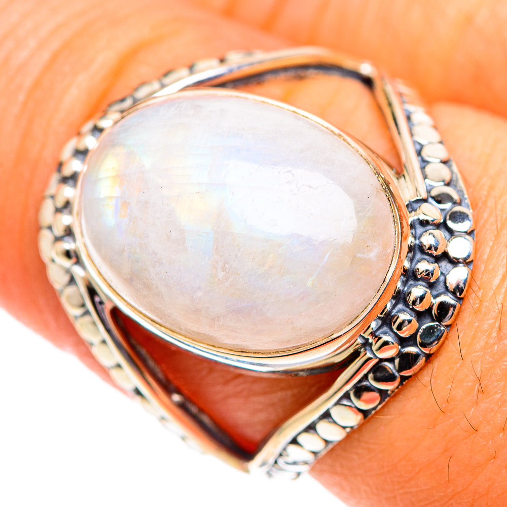 Rainbow Moonstone Rings handcrafted by Anasilvercos - RING107258