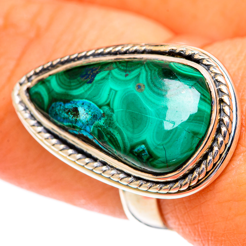 Malachite In Chrysocolla Rings handcrafted by Anasilvercos - RING107268