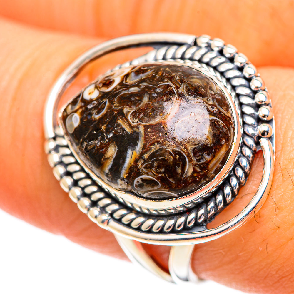 Turritella Agate Rings handcrafted by Anasilvercos - RING107274