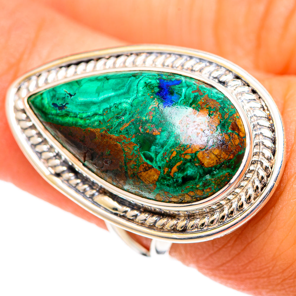 Azurite Malachite Rings handcrafted by Anasilvercos - RING107297