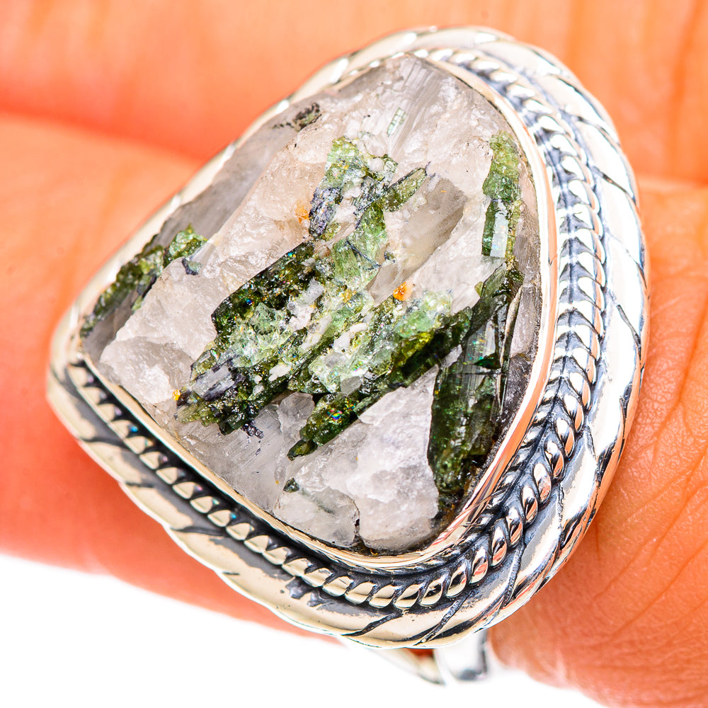 Green Tourmaline in Quartz Rings handcrafted by Anasilvercos - RING107301