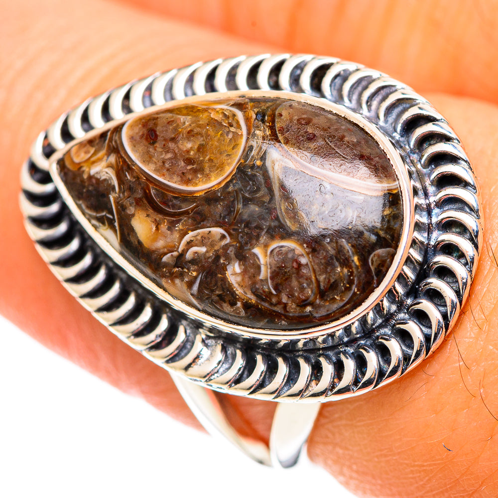 Turritella Agate Rings handcrafted by Anasilvercos - RING107307
