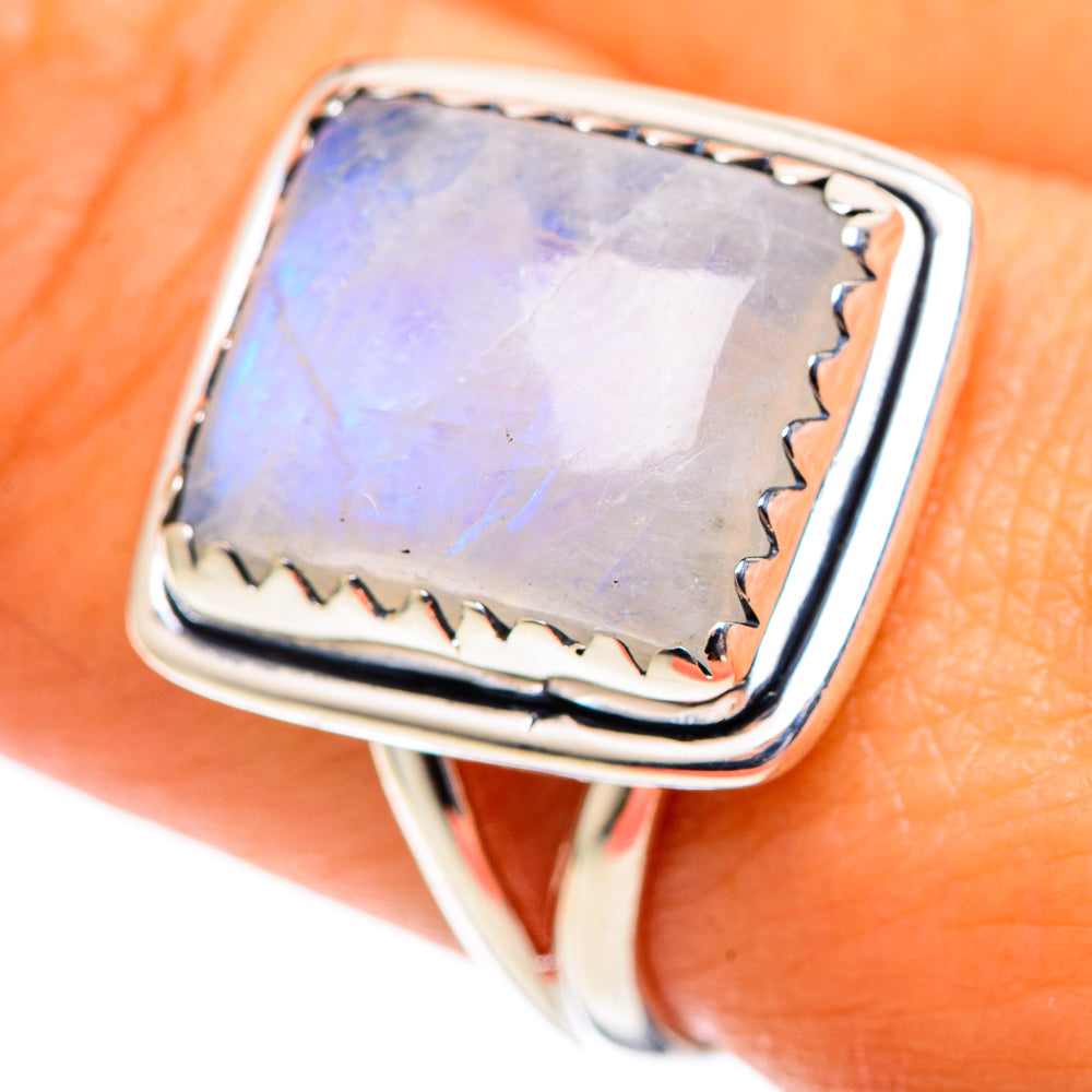 Rainbow Moonstone Rings handcrafted by Anasilvercos - RING107317