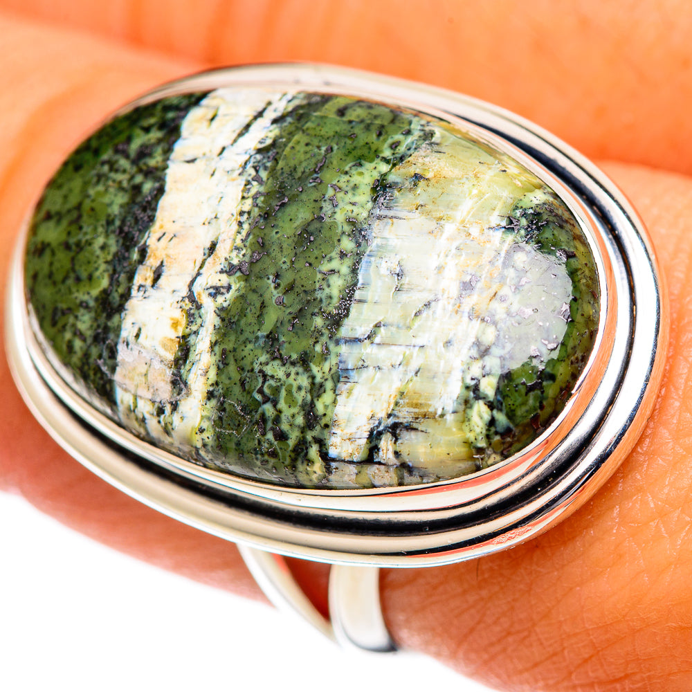 Green Vein Jasper Rings handcrafted by Anasilvercos - RING107330